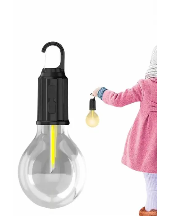 Şarjlı Aydınlatma Ampul Tasarımlı Ambians Işık Askılı Kamp Lambası