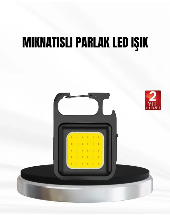 Şarjlı Cob Led Anahtarlık Fener – 4 Modlu, Manyetik Ve Katlanabilir Standlı