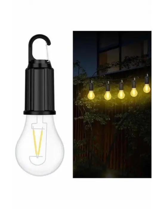 Şarjlı Dekoratif Kamp Lambası Askılı Ampul Led Işık Type-c Girişli