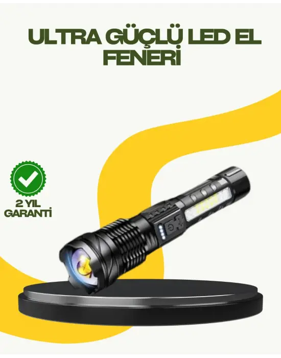 Şarjlı El Feneri Yüksek Işık Gücü Uzun Menzil