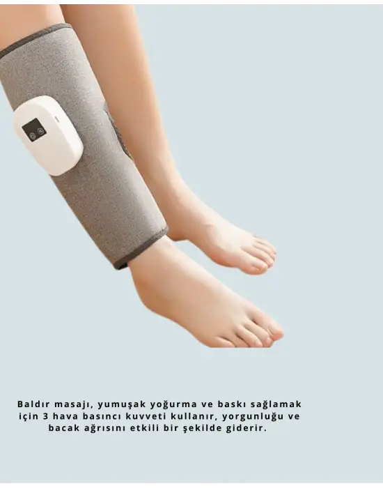 Şarjlı Isıtmalı Baldır Masaj Aleti – 3 Hava Basınçlı, Titreşimli Ve Akıllı Zamanlayıcılı