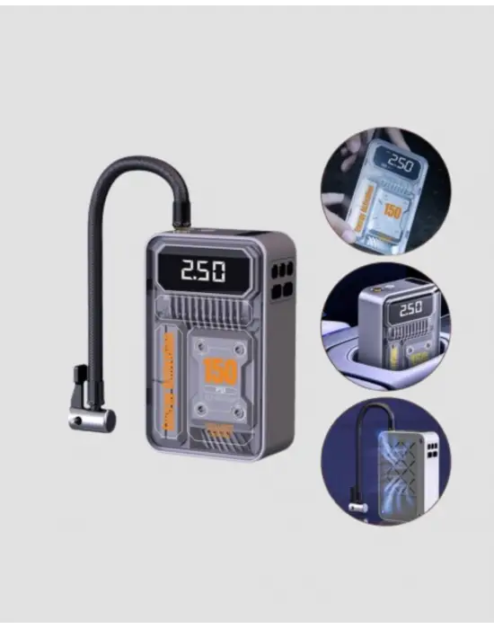 Şarjlı Kablosuz Hava Pompası – 150 Psı Basınç, Led Ekran Ve 6000mah Batarya