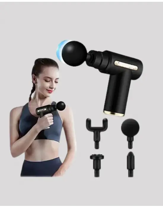 Şarjlı Kas Masaj Aleti 6 Kademe 4 Başlık Derin Doku Ems Titreşim Sporcu Masaj Tabancası