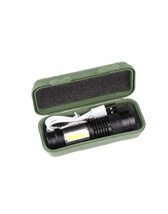 Şarjlı Led El Feneri - 14500 Pil Dahil, 4 Işık Modu, Mini Boy