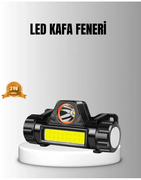 Şarjlı Led Kafa Feneri – Çift Fonksiyonlu, 200lm Işık Gücü, Ip44 Suya Dayanıklı