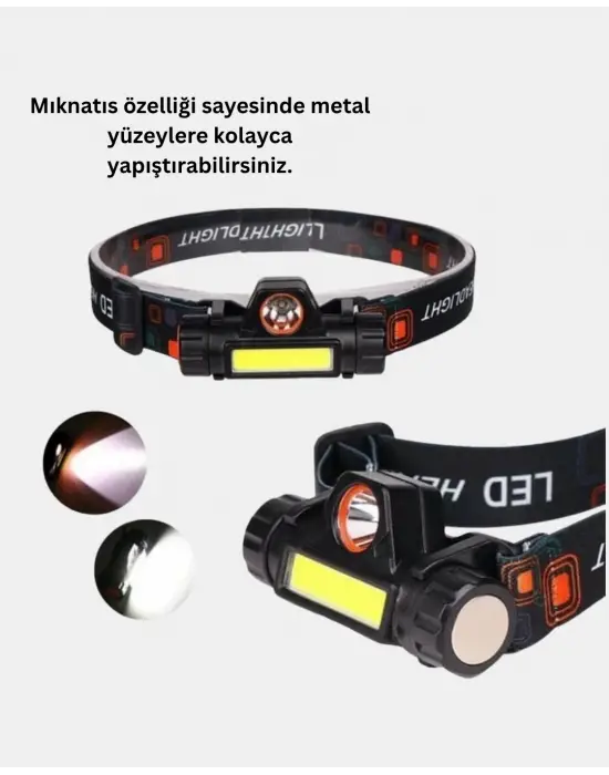 Şarjlı Led Kafa Feneri – Çift Fonksiyonlu, 200lm Işık Gücü, Ip44 Suya Dayanıklı