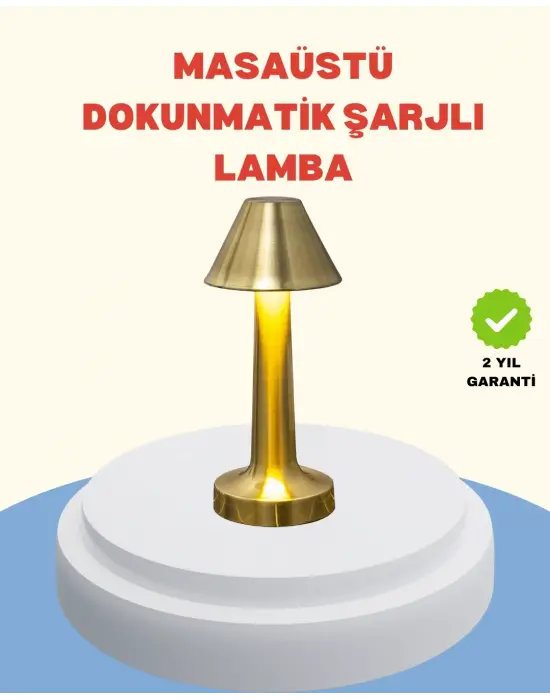 Şarjlı Masa Lambası 3 Işık Modu Kademesiz Karartma Metal Gövde