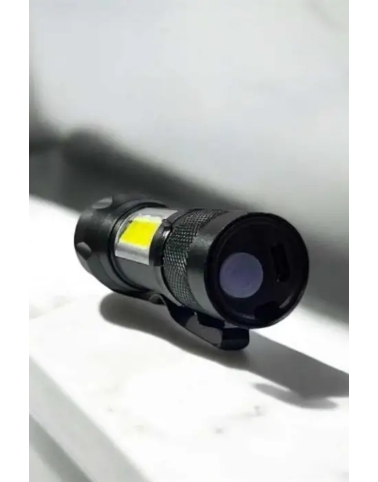 Şarjlı Metal Zoomlu El Feneri Işıldak Led Işık Taşınabilir El Lambası