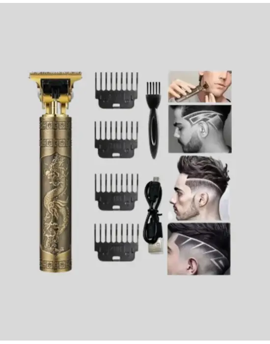 Şarjlı T Bıçaklı Saç Ve Sakal Tıraş Makinesi – 3 Başlıklı, Güçlü Motorlu, 2 Saat Kullanım