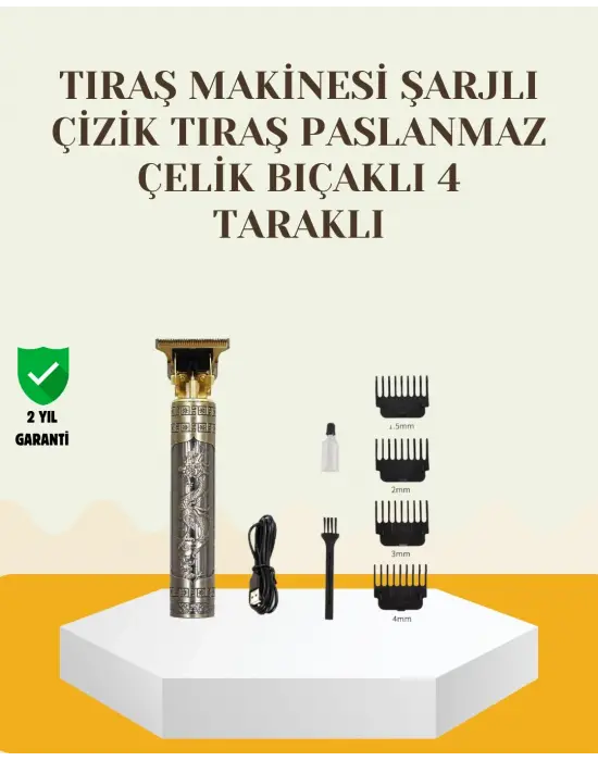 Şarjlı Titanyum Bıçaklı Saç Ve Sakal Kesme Makinesi