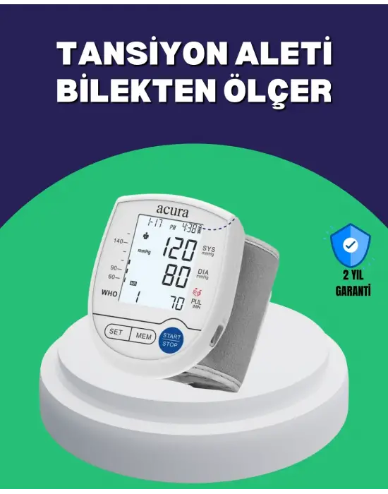 Şarjlı Ve Pilli Bilek Tansiyon Ölçer Dijital Ekran Hafıza Kayıtlı