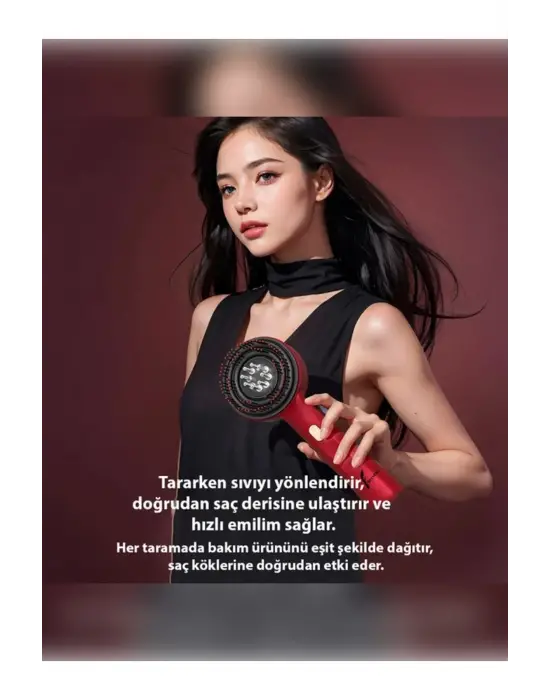 Omarı Titreşimli Saç Masaj Fırçası ve Bakım Yağı Haznesi