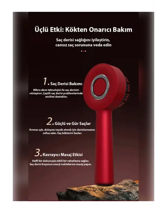 Omarı Titreşimli Saç Masaj Fırçası ve Bakım Yağı Haznesi