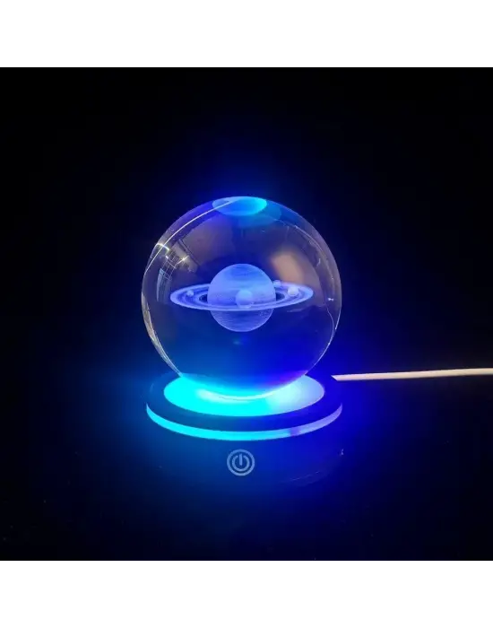 Satürn Gezegen Tasarım Dönen Usb&039li Cam Küre
