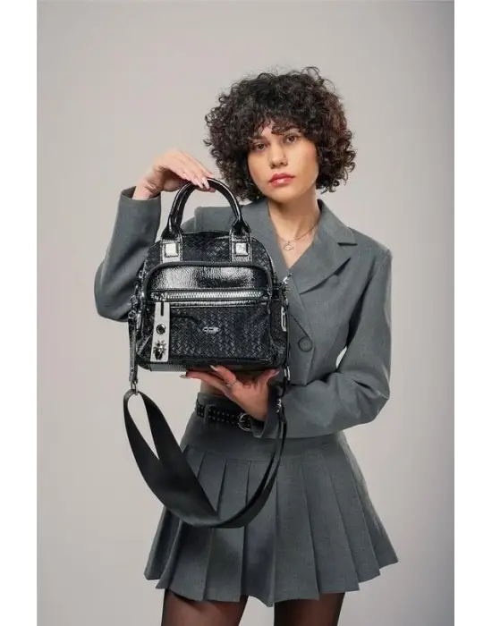 Şaty Siyah Cilt Ve Omuz Çantası