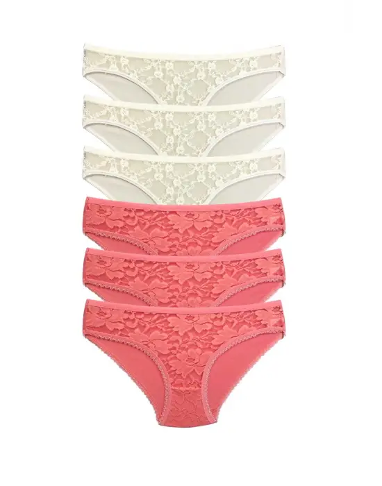 Omarı Transparan Dantelli Kadın Slip Külot Seti