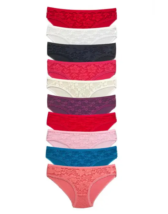 Omarı Şeffaf Dantel Detaylı Kadın Slip Külot Seti