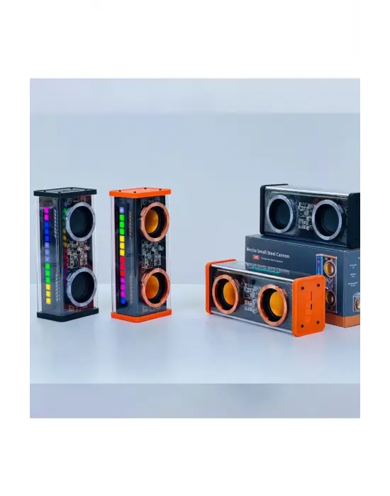 Şeffaf Mecha Müzik Tws Stereo Rgb İşıklı Hoparlör Kablosuz Bluetooth 5.0 Taşınabilir Hoparlör V9