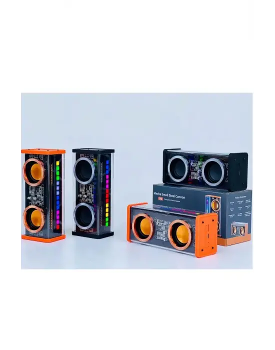 Şeffaf Mecha Müzik Tws Stereo Rgb İşıklı Hoparlör Kablosuz Bluetooth 5.0 Taşınabilir Hoparlör V9