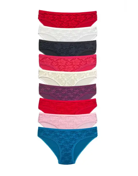 Omarı Şeffaf Dantel Detaylı Kadın Slip Külot Seti