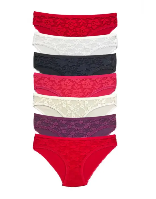 Omarı Şeffaf Dantel Detaylı Kadın Slip Külot