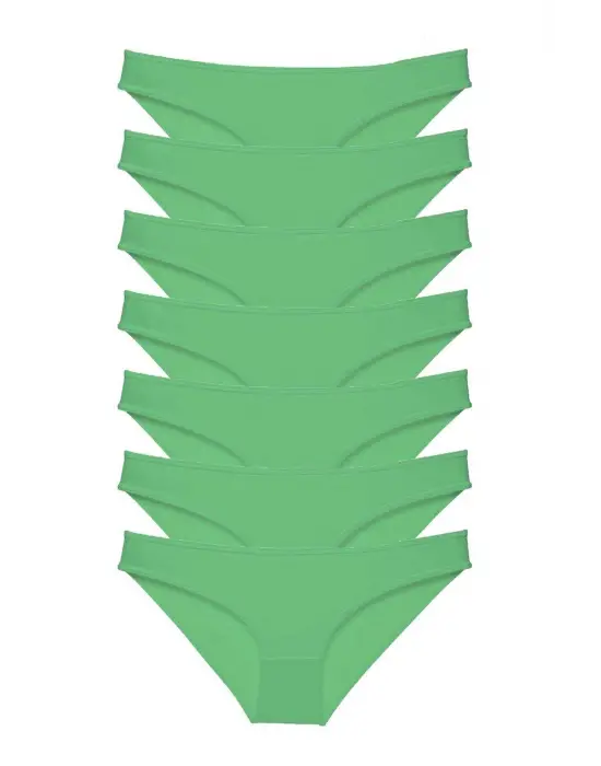 Omarı Yeşil Likralı Kadın Slip Külot Seti