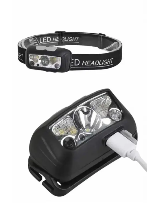 Sensörlü Şarjlı Type-c Şarj Işıklı Kafa Lambası Kamp Lambası