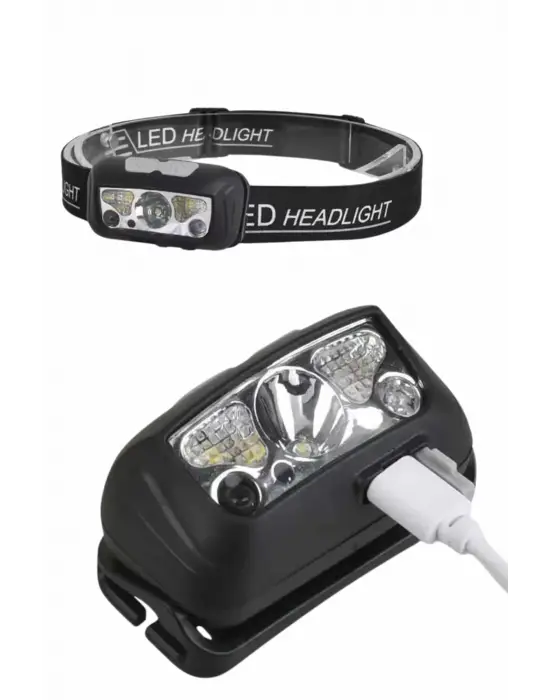 Sensörlü Şarjlı Type-c Şarj Işıklı Kafa Lambası Kamp Lambası