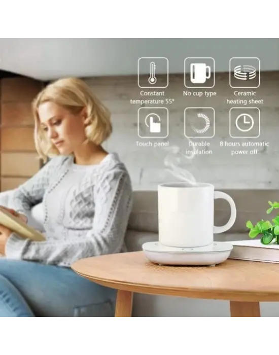 Omarı Sabit 55 Derece Sıcaklık Seramik Metal Kupa Isıtıcı