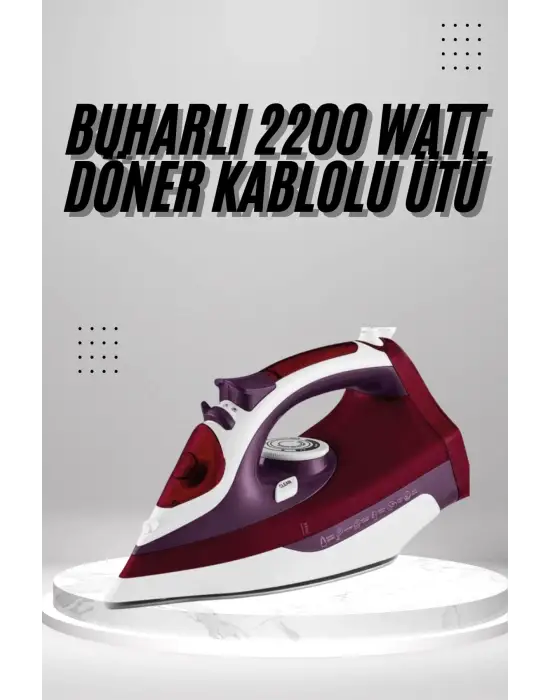 Seramik Tabanlı Kırmızı 2200 Watt Şok Buharlı Ütü