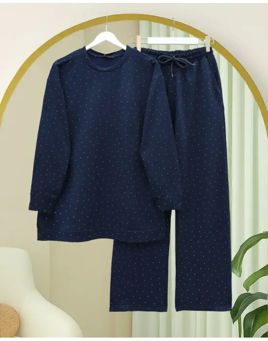 Serpme Taş Detaylı Pantolonlu Benorraho Takım  -Laci