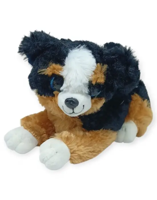 Sesli Peluş Yatan Köpek 25 cm - Siyah Kahve