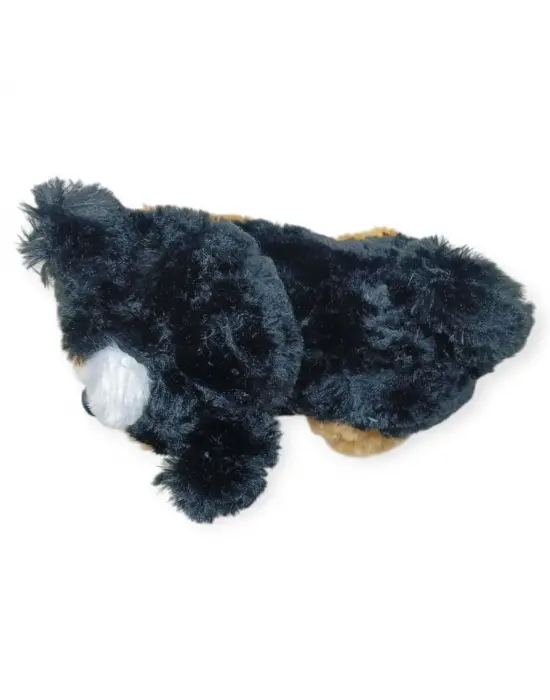 Sesli Peluş Yatan Köpek 25 cm - Siyah Kahve
