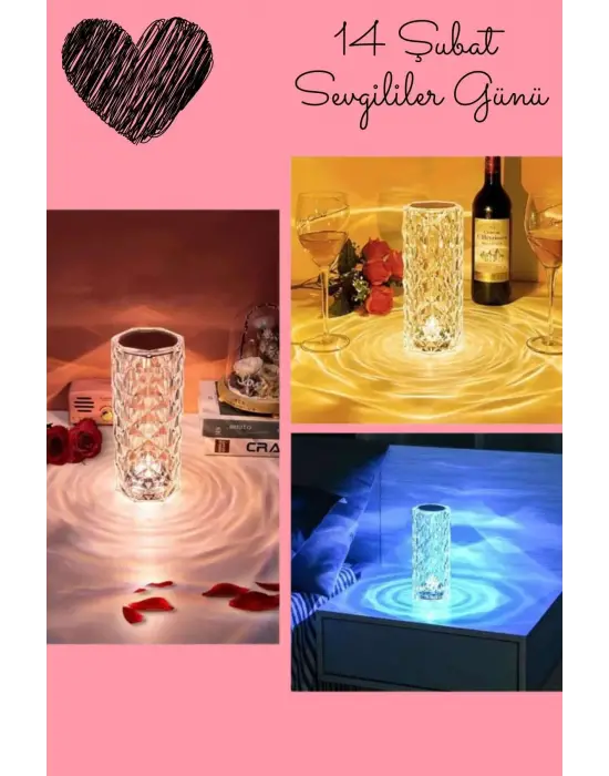 Sevgililer Gününe Özel Romantik Kristal Gece Lambası Sevgiliye Hediye