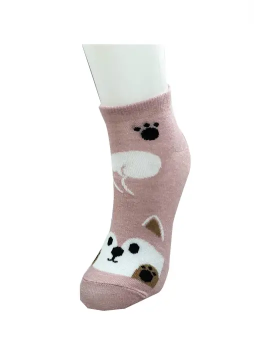 Omarı Sevimli Hayvan Desenli Pamuklu Kadın Bilek Çorapları