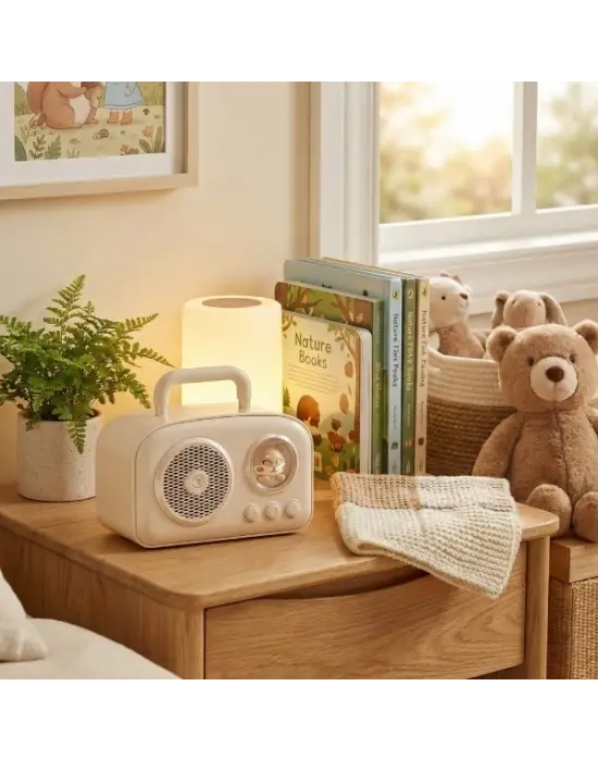 Sevimli Tasarımlı Taşınabilir Radyolu Bluetooth Hoparlör Bej