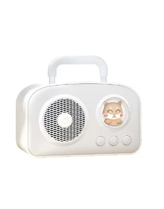 Sevimli Tasarımlı Taşınabilir Radyolu Bluetooth Hoparlör Beyaz
