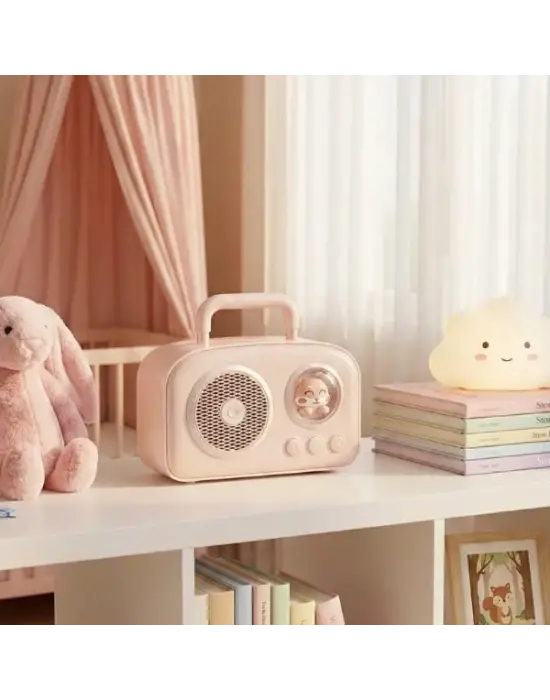 Sevimli Tasarımlı Taşınabilir Radyolu Bluetooth Hoparlör Pembe