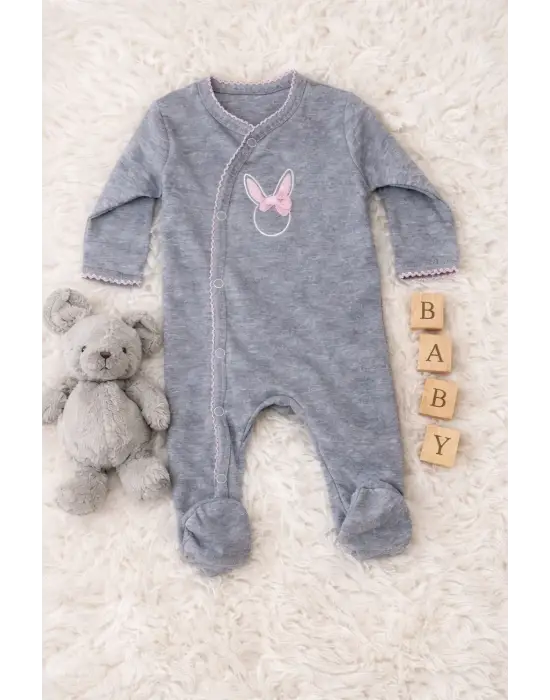 Sevimli Tavşan Desenli Kız Bebek 4’lü Tulum Seti