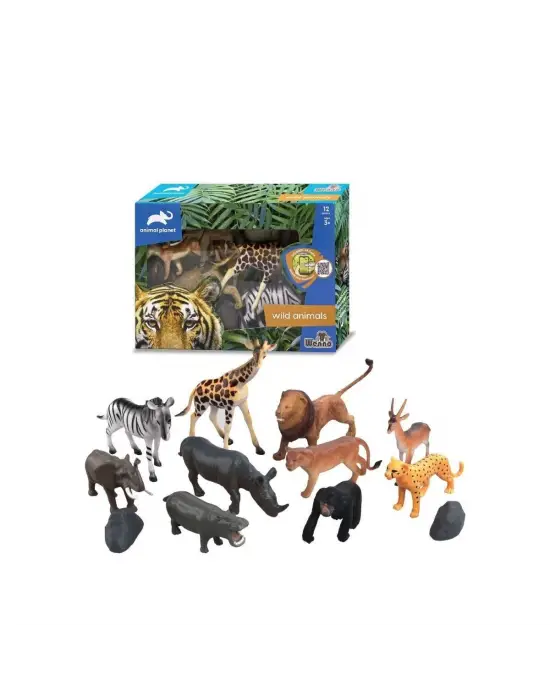 Omarı 12 Parça Vahşi Hayvan Seti - Çocuklar İçin Eğlenceli Oyun Seti