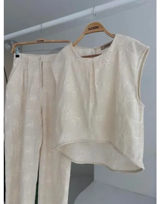 Shalina Süzüne Nakışlı Crop Takım 9796-08