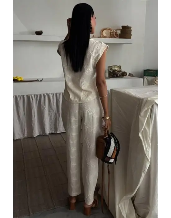 Shalina Süzüne Nakışlı Crop Takım 9796-08