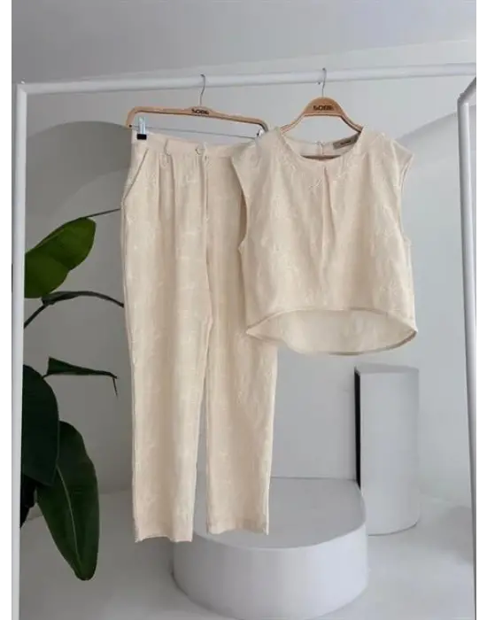 Shalina Süzüne Nakışlı Crop Takım 9796-08