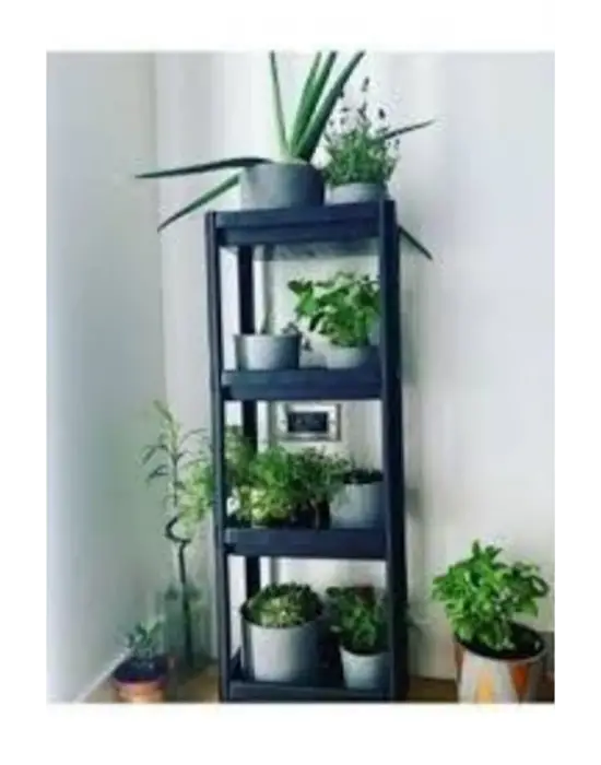 Omarı Siyah Renk 4 Katlı Metal Raf Ünitesi