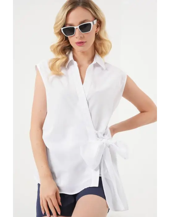 Sıfır Kol Anvelop Gömlek 20343 - Beyaz