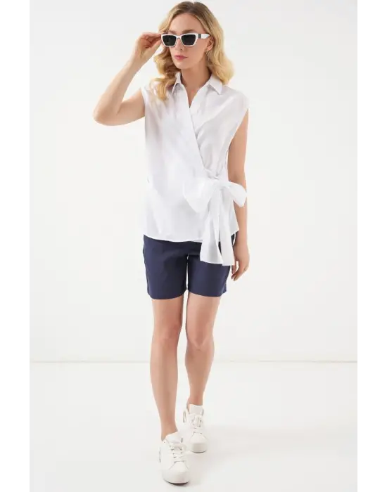 Sıfır Kol Anvelop Gömlek 20343 - Beyaz