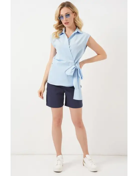 Sıfır Kol Anvelop Gömlek 20343 - Mavi