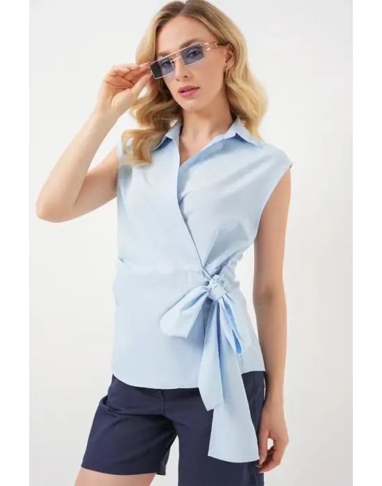 Sıfır Kol Anvelop Gömlek 20343 - Mavi