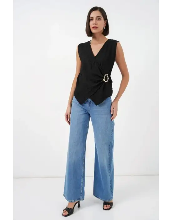 Sıfır Kol Örme Bluz 988 - Siyah