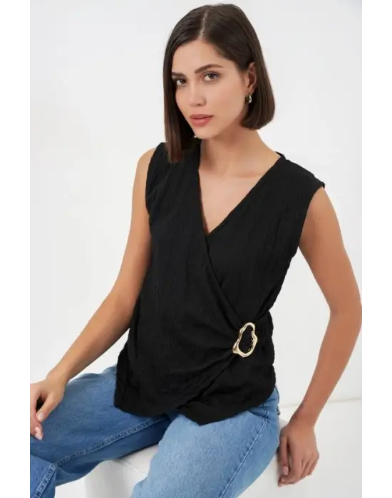 Sıfır Kol Örme Bluz 988 - Siyah